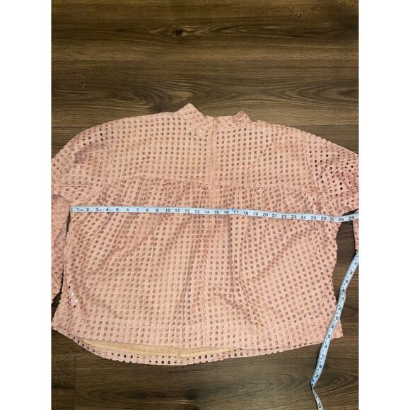 EUC ASOS maternity long sleeve smock top w/high neck & grid check broderie sz:10 - Picture 6 of 11